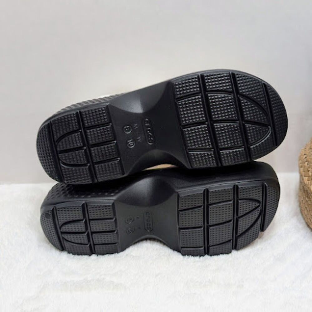 CROCS Stomp Black & White Fisherman Chunky Platform Sandals Women's 10 NWT - Picture 10 of 12